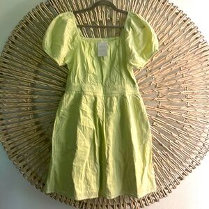 Light lime green mini/midi dress with pockets.  Boutique dress. Size med
